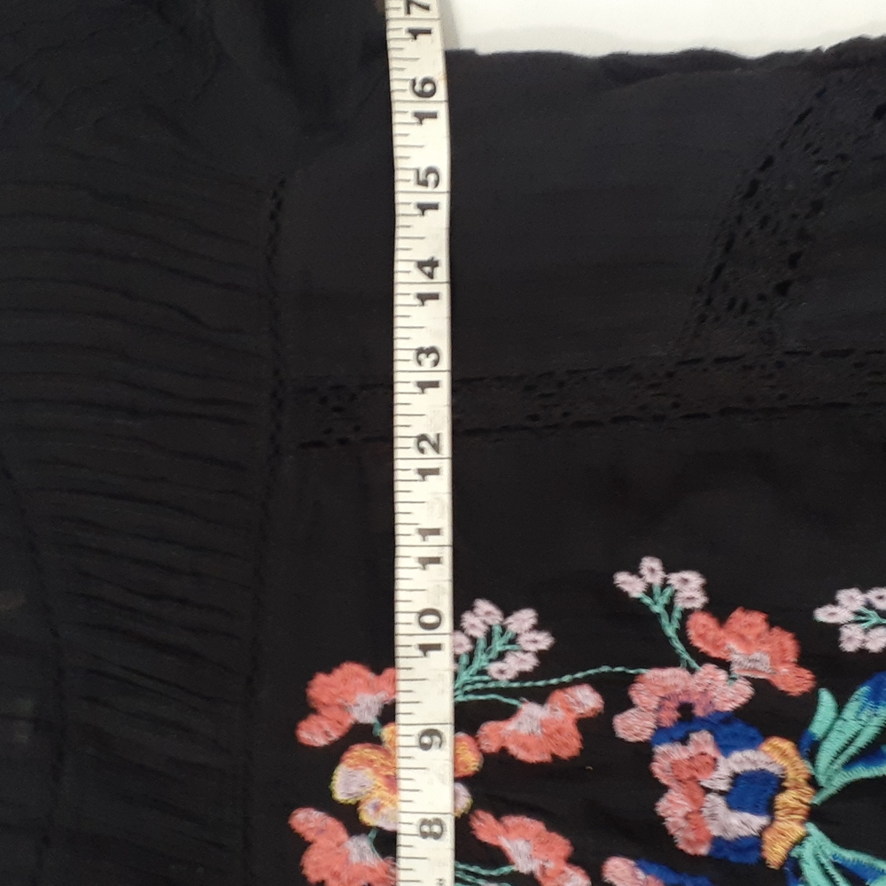 Free people black tunic embroidery floral Boho Festival   top size xs - Picture 8 of 16